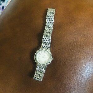 Silver Watch with Crystal Accents